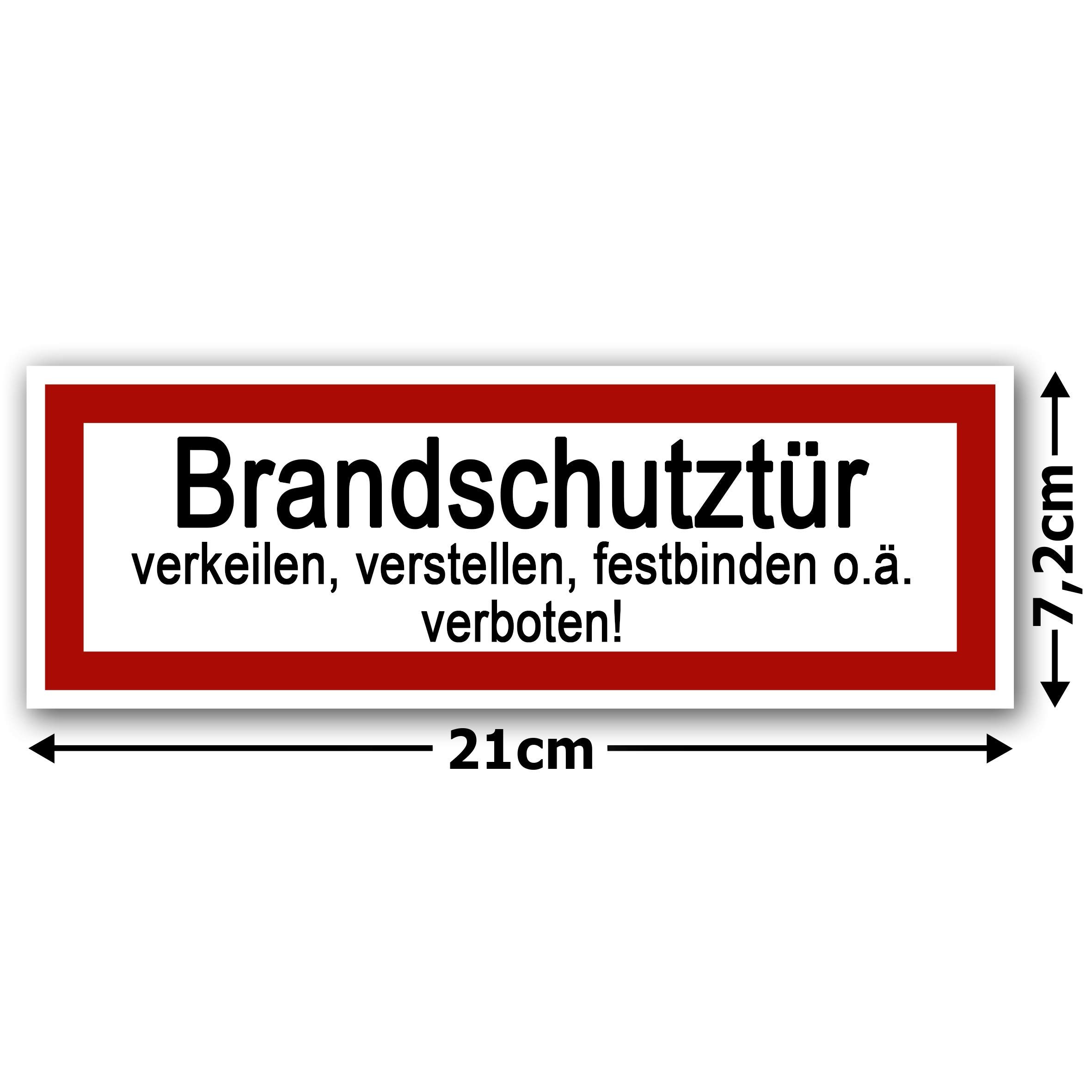 100 pegatinas para puerta de protección contra incendios, 21 x 7,2 cm, para exteriores, para puerta de protección contra incendios, ajustar, atar o similar prohibido advertencia, señales de