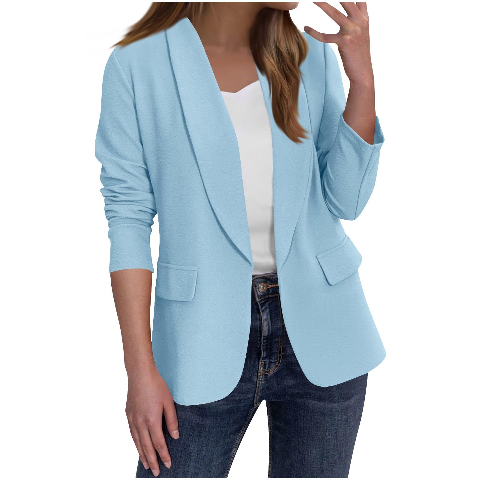 Blazer Jackets for Women Open Front Long Sleeve Business Casual Blazers Work Office Suit Jacket with Pockets