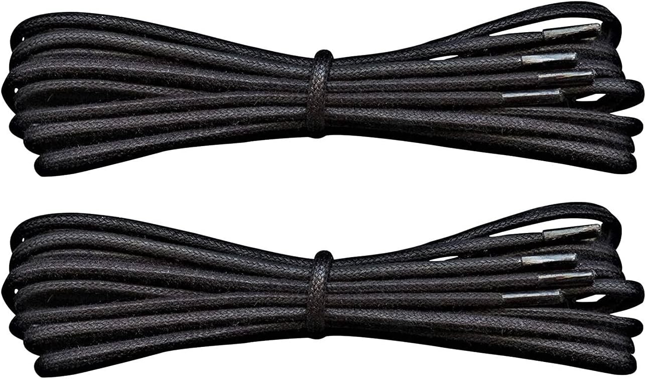 Waxed Cotton Extra Thin Dress Round Shoelaces for formal shoes, available in 60CM (23.62'') & 80CM (31.5'') - 2 Pair PacK