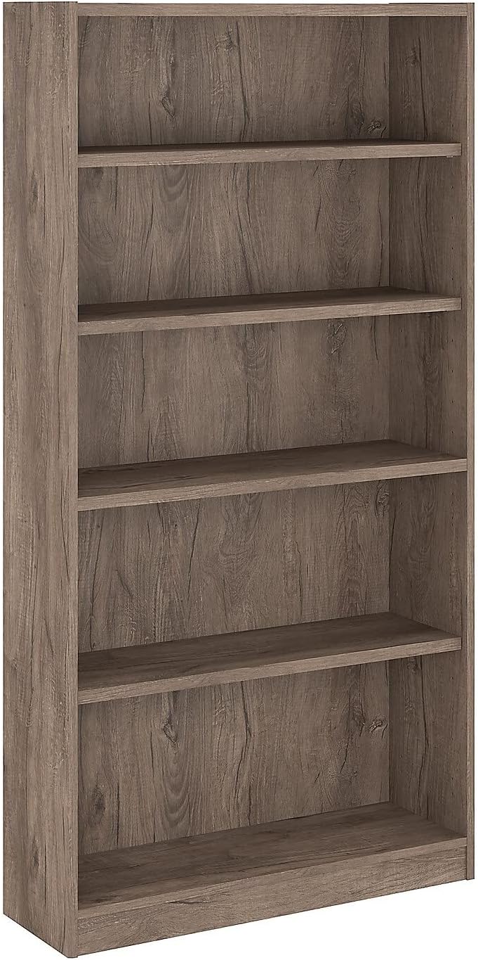 Bush Furniture Universal 5 Shelf Bookcase, Rustic Gray