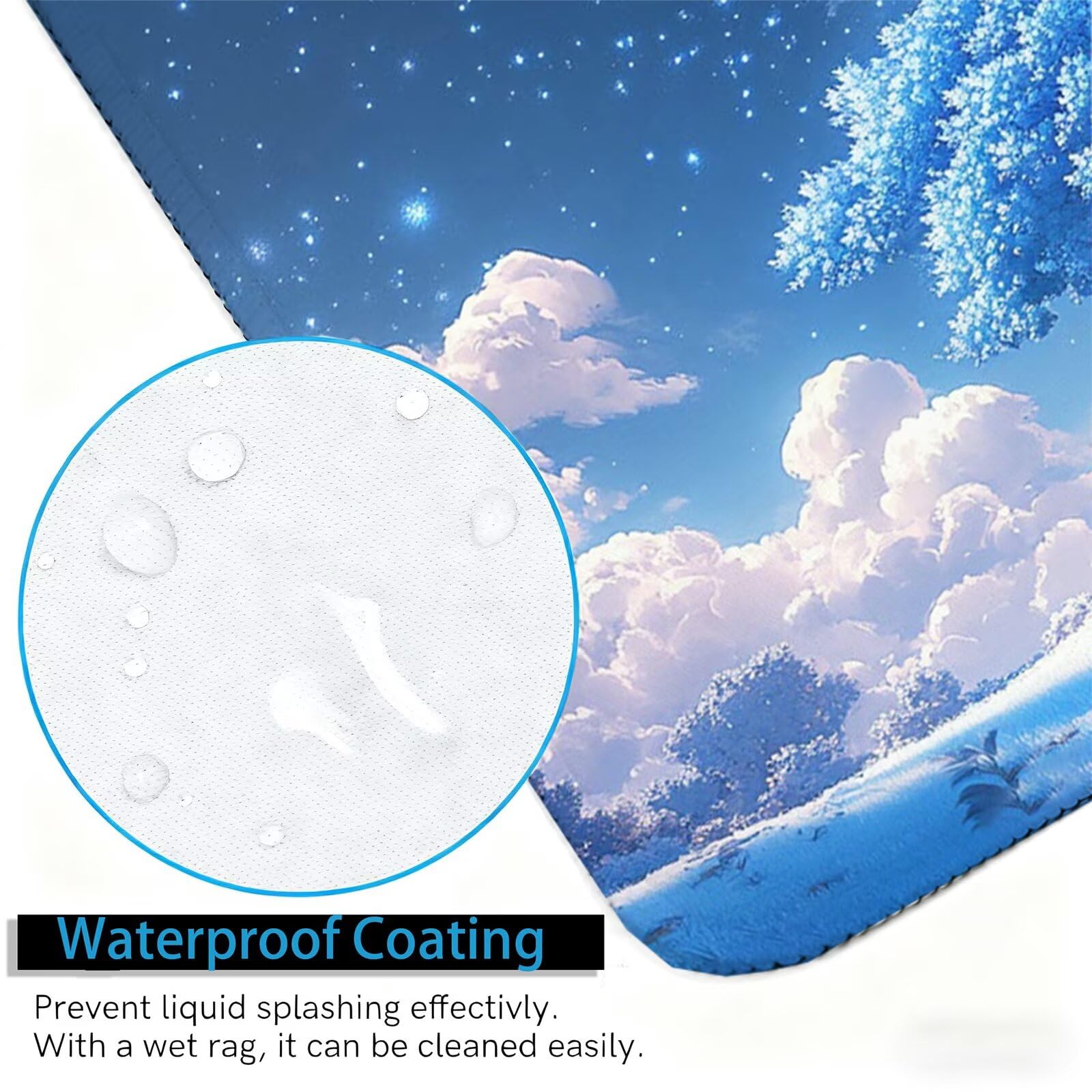 Tappetino Mouse XXL Albero 150x977 cm Mousepad Blu Sottomano Scrivania Gaming, Base in Gomma Antiscivolo, Bordi Cuciti Rinforzati, Tappeto Mouse Grande per PC Desktop, Regalo Festa del Papà H0-898