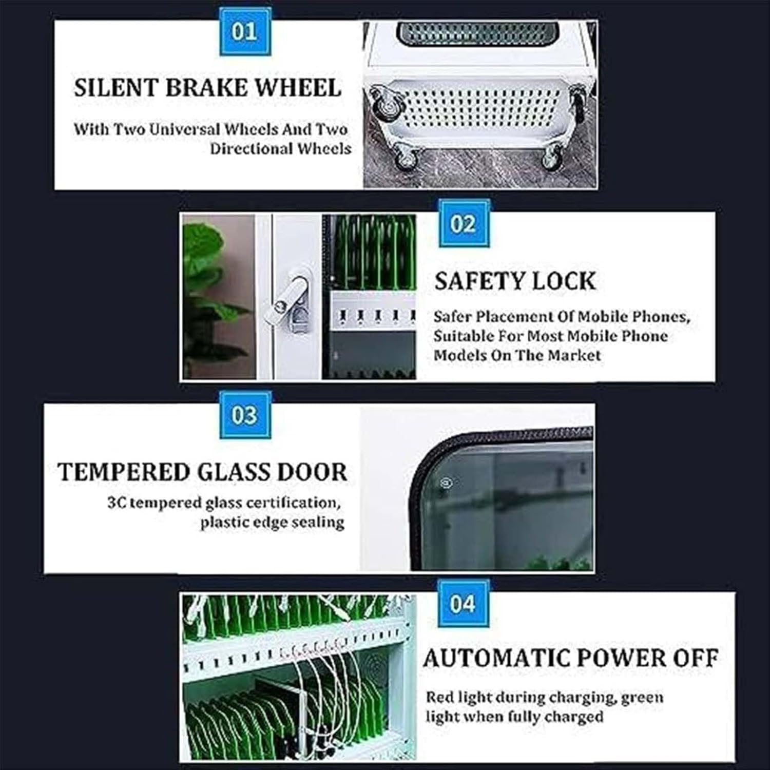 Secure Mobile Phone 6-Ports-60-Ports Storage Locker with USB Charging Station Rechargeable Cabinet for Schools Churches and Airports Keep Your Devices Safe and Charged,40 Ports