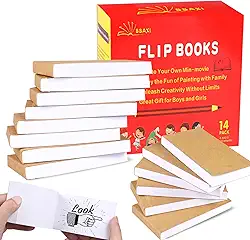 Pacote com 14 Flipbooks em branco, 120 páginas (60 folhas), papel flip book para animação, desenho e criação de desenhos, 120 g/m² papel de desenho sem vazamento e encadernação costurada (11,4 cm x 6,3 cm)