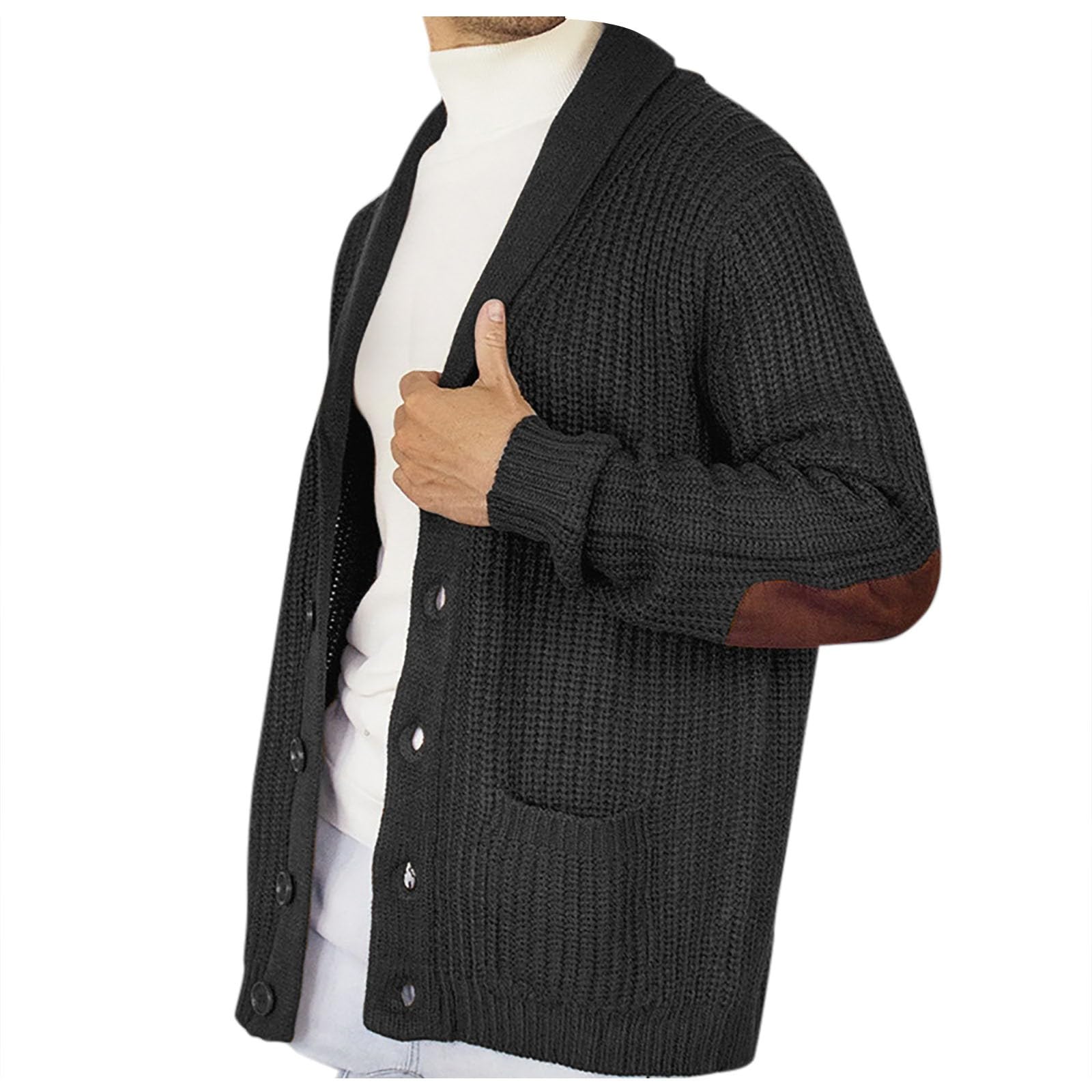 Jersey hombre cardigan con botones y bolsillos de corte ajustado 8