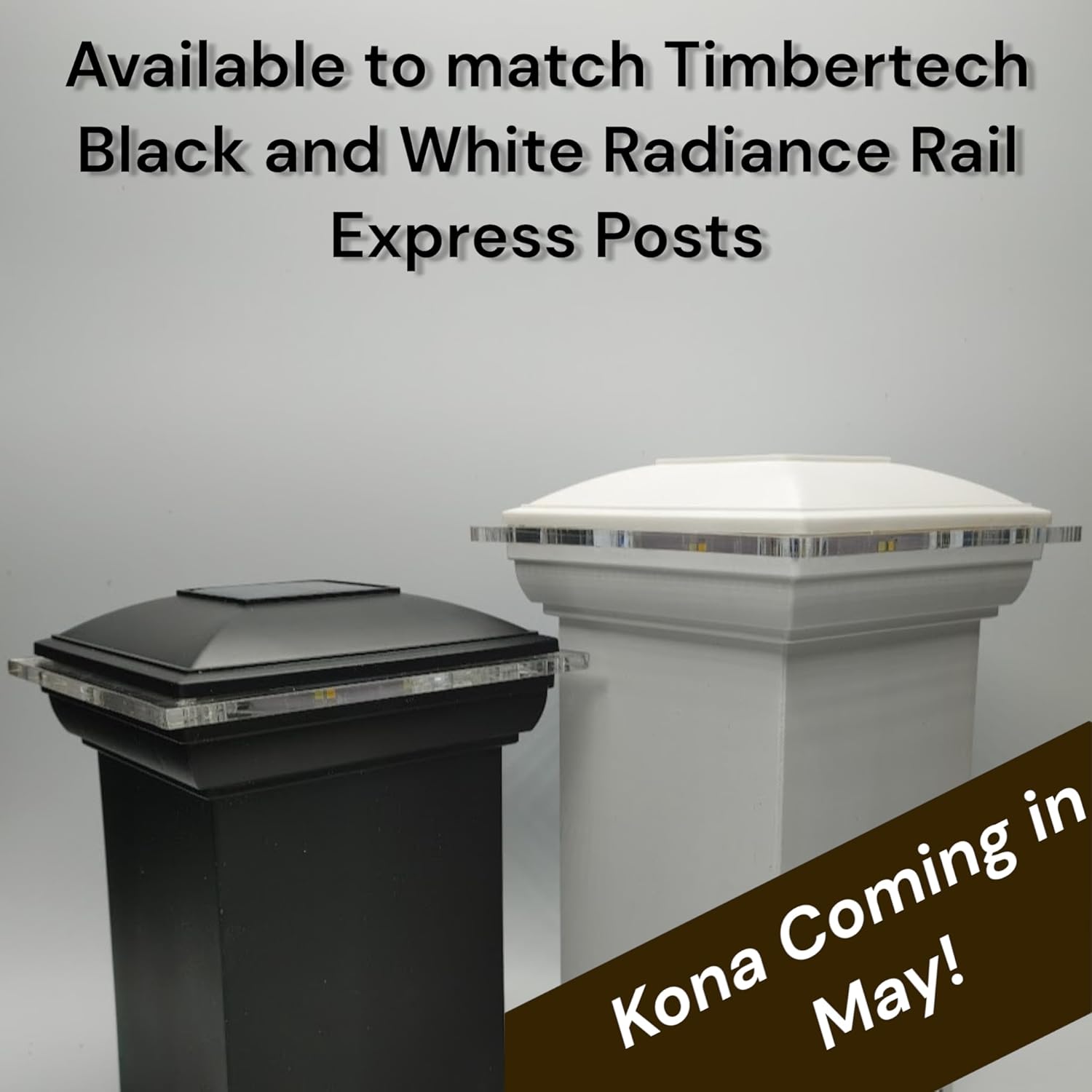 DekLights® Solar Lighted Post Cap for Timbertech Radiance Rail Express Posts. Our Glass Edge Style Lens with Timbertech 4.25x4.25 Base Mount. Warm or Bright White LED Selectable (White)