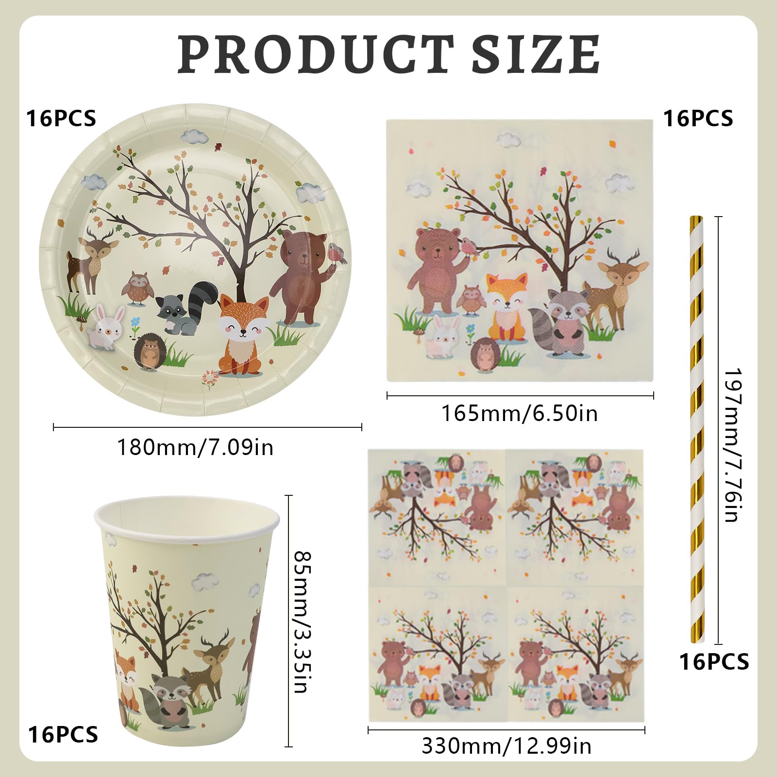 Set Stoviglie Animali 68 Pezzi | Piatti, Bicchieri E Cannucce Per Feste Di Compleanno Bambini | Tema Giungla, Decorazioni Carta Degradabile - 5