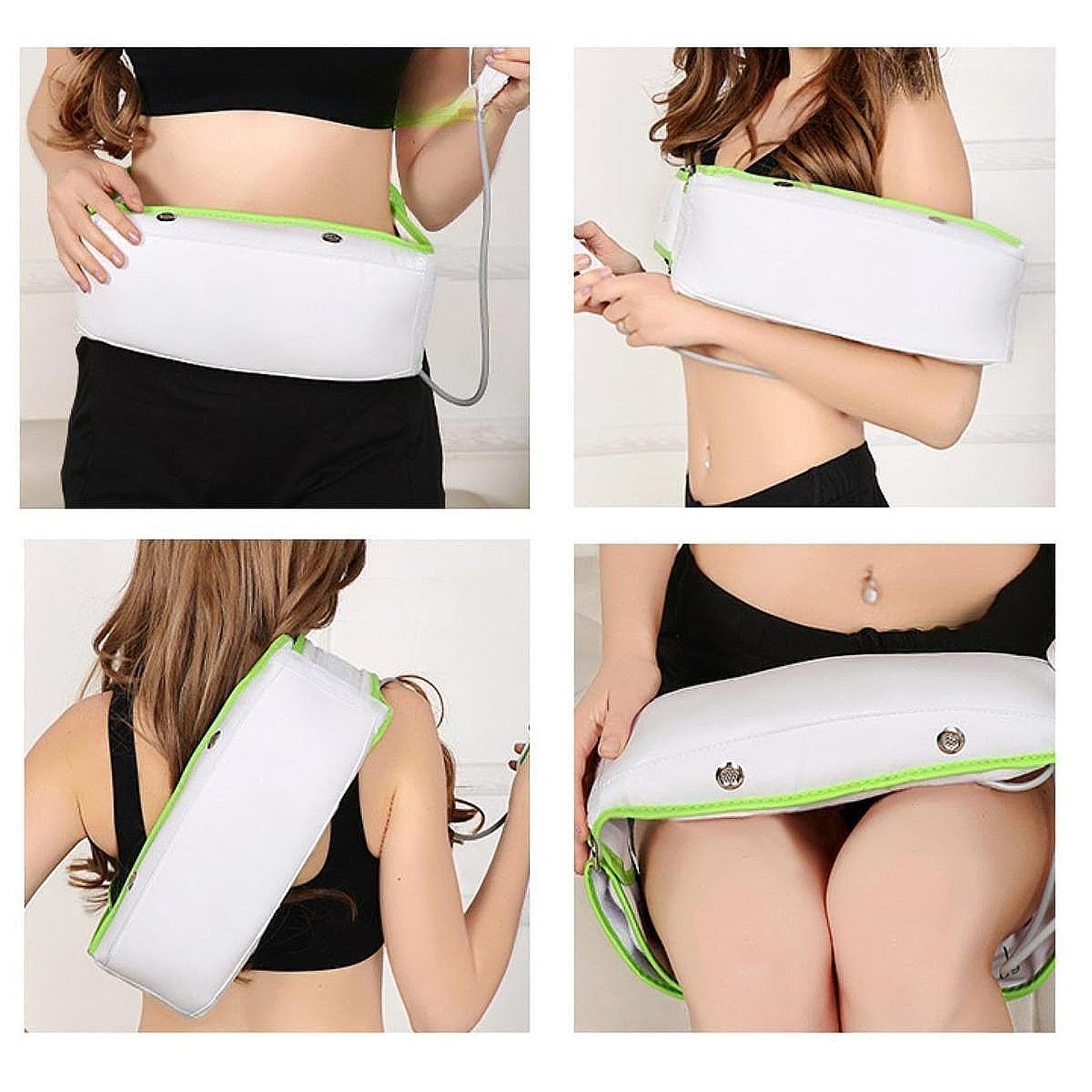 Milageto Cinturón masaje abdominal con almohadilla térmica y enchufe europeo para la cintura y el abdomen. Ideal para mujeres.