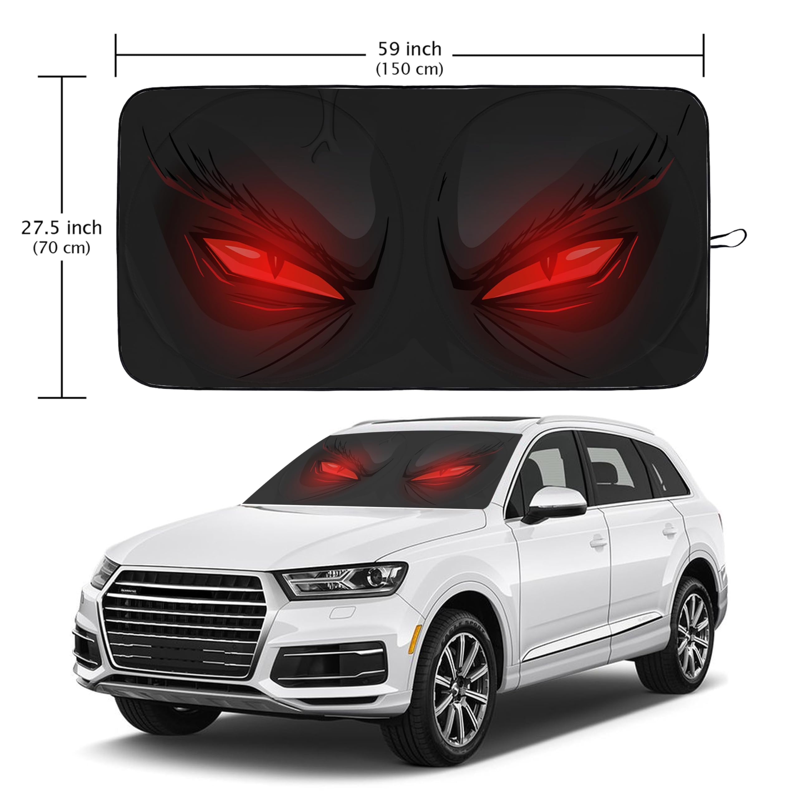 Red Eyes Car Windshield Sun Shade Foldable Sunshade Front Window Cover Sun Visor Protector Accessories (59x27.5 inches) - 2