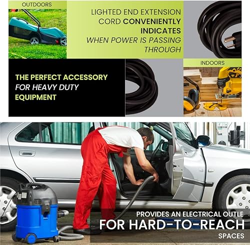 Miniatura 7 de GoGreen Power (GG-13850BK) - Cable de extensión SJTW para exteriores, 143, 50 pies, color negro, 50 pies