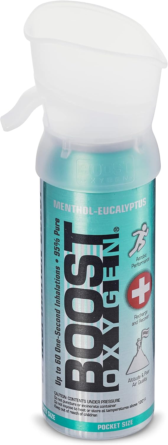 Boost Oxygen Pocket Size Breathe Menthol-Eucalyptus Aroma 3L Canister | Respiratory Support for Altitude, Performance & Health (5 Pack)