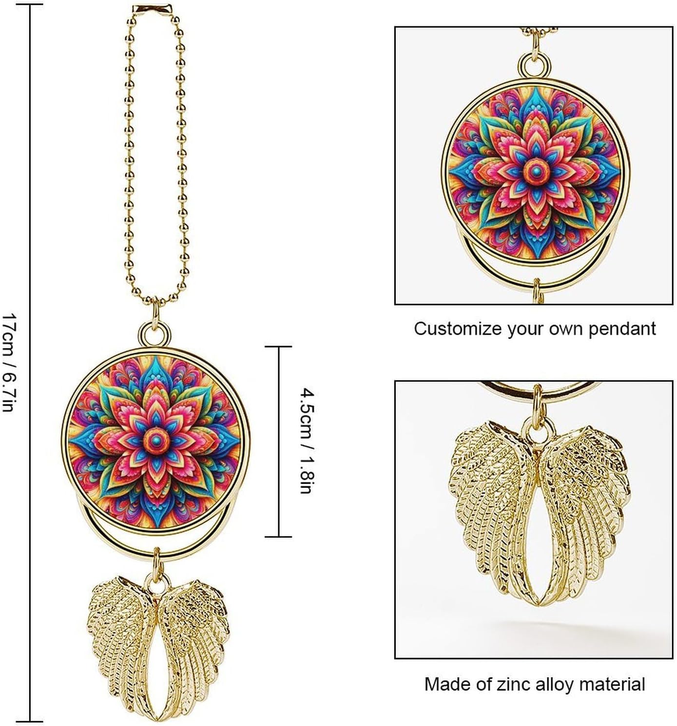 Colorful Mandala Car Hanging Ornament for Rearview Mirror image 2