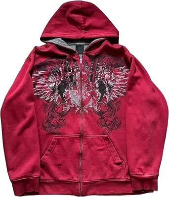 Y2K Grunge Graphic Zip-Up Hoodie