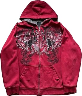 Y2k Grunge Zip Up Streetwear Jacket Oversized Emo Goth 2000s Graphic Hoodie | Baggy Sweatshirts Women Men