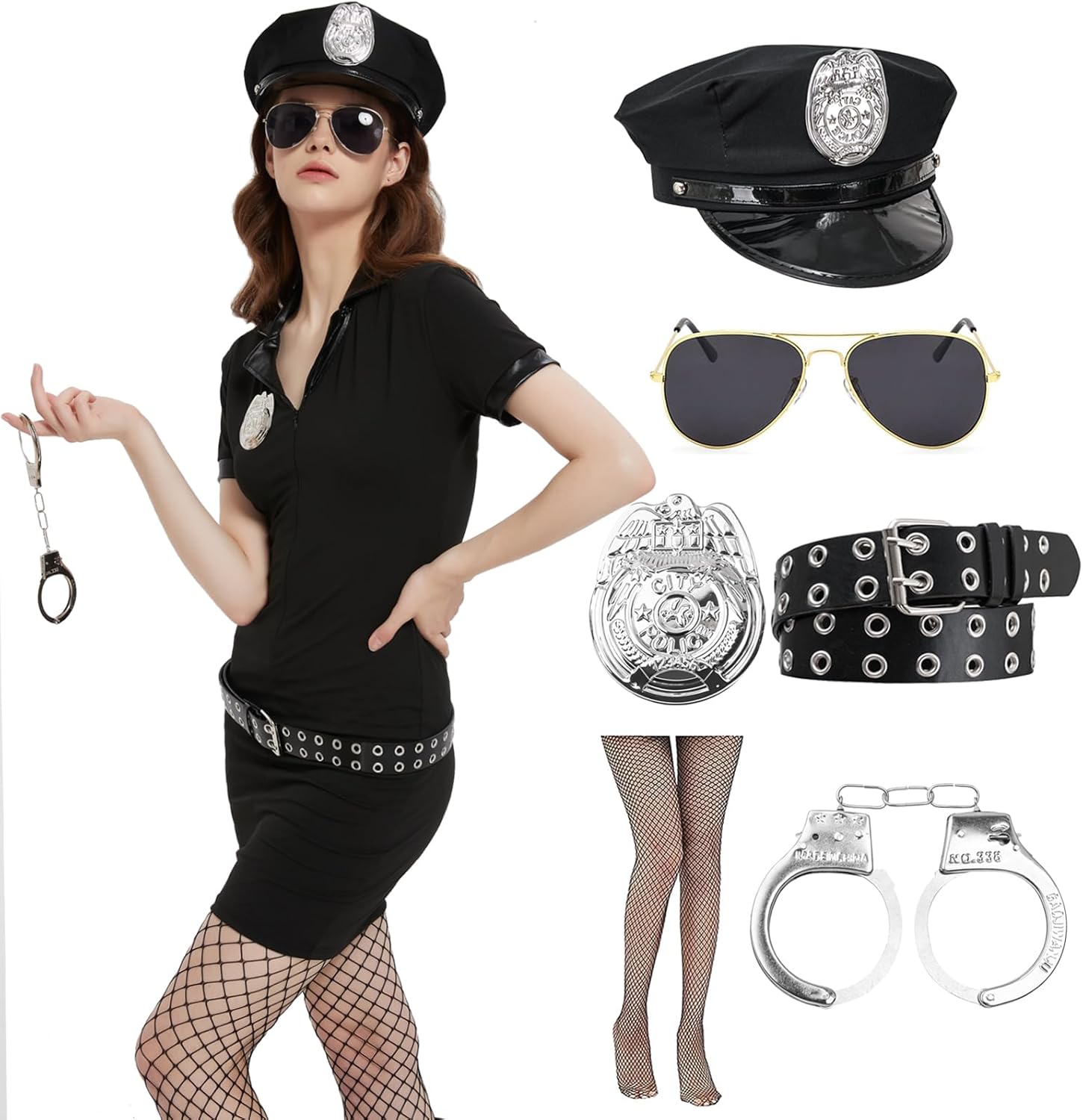 EBYTOP Halloween Costumes for Women Adult 2025 Cop Costume Femal Police Outfit Large