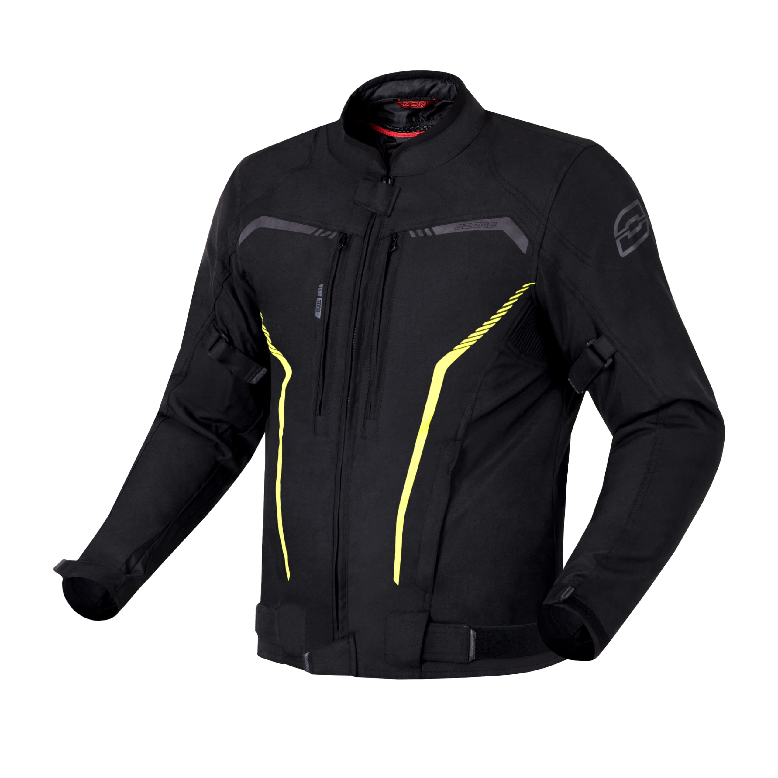 OZONE MOTO Delta IV Giacca da Moto Uomo | Membrana impermeabile | Protezioni per Gomiti e Spalle | 3 Canali di Ventilazione | Elementi Riflettenti | 4 Tasche | Taglie fino a 13XL