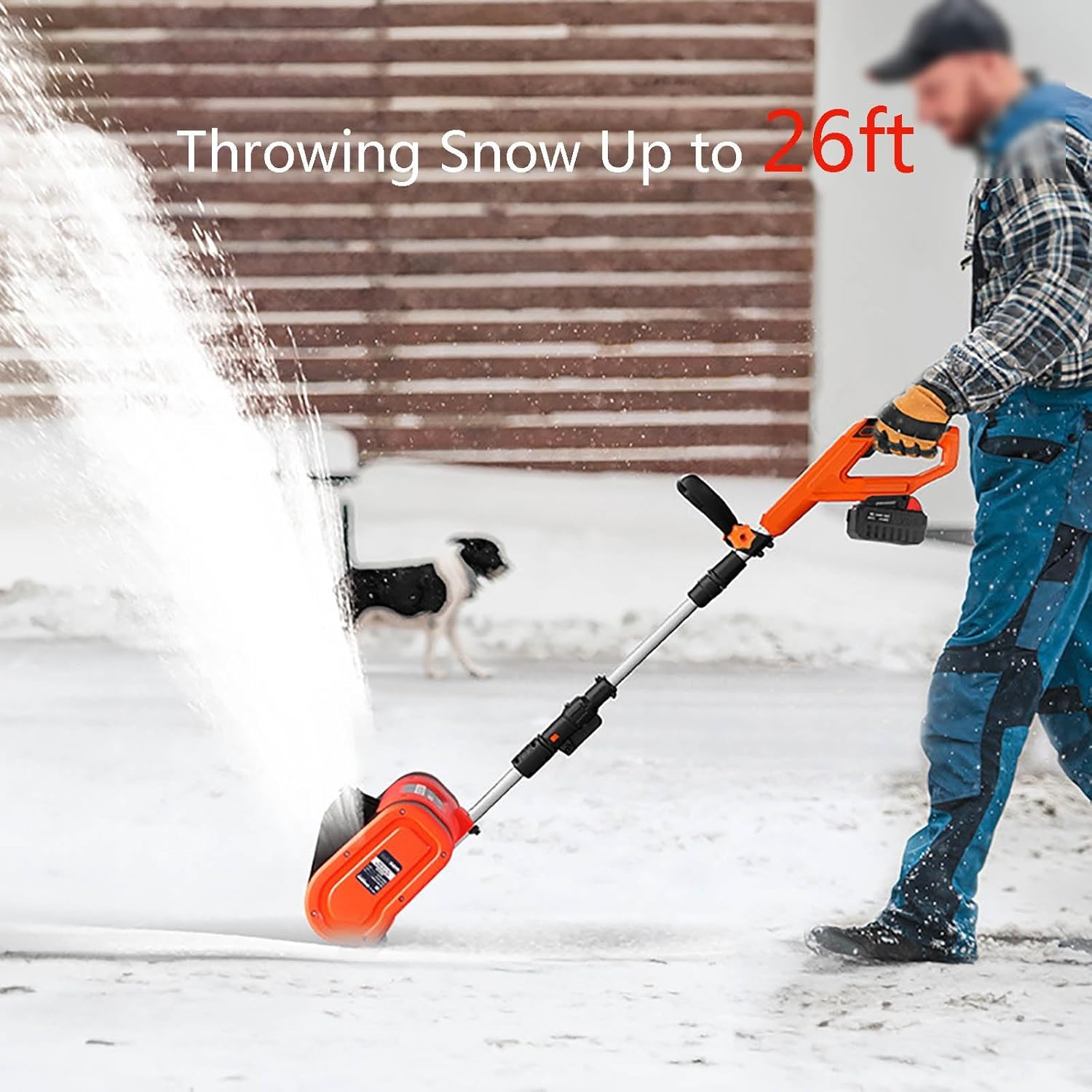 Brushless Snow Blower, Powerfull Battery Snow Blower with Adjustable Front Handle, Double Safety Switch, Lightweight Snow Blower for Patio Driveway(Two Batteries)