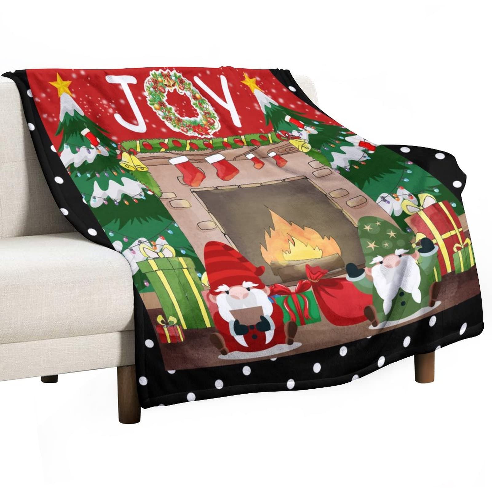 Couverture chaude de Noël à pois noirs pour vos soirées cinéma sur le canapé