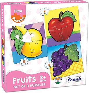 Frank Fruits - A Set of 3 Jigsaw Puzzle for Kids Above 3+ Years - Fun & Challenging Brain Booster Games - Educational Puzz Price In India