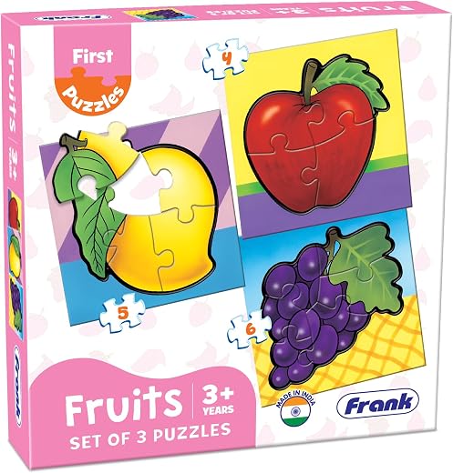 Frank Fruits - A Set of 3 Jigsaw Puzzle for Kids Above 3+ Years - Fun & Challenging Brain Booster Games - Educational Puzz...