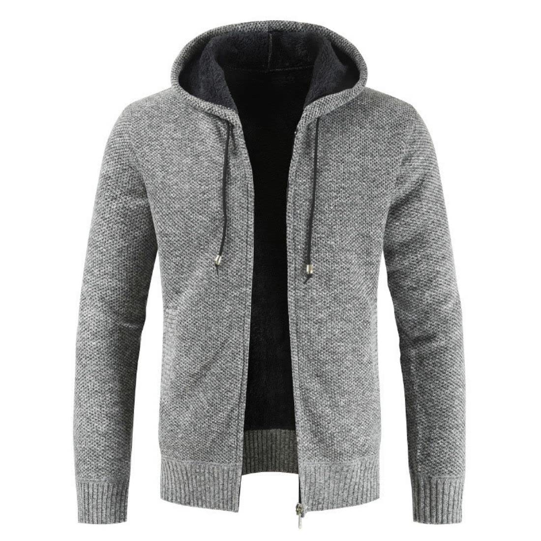 Kinkia Men's Fleece Lined Hoodie Winter Warm Full Zipper Cardigan Sweater