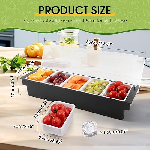Miniatura 3 de Contenedor de condimentos refrigerado por hielo, organizador de condimentos de frutas y verduras, estación de decoración de plástico con tapa para