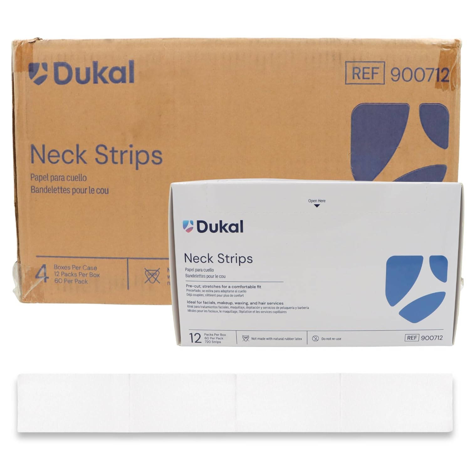 Dukal Barber Neck Strips – Ultimate Comfort, White, Disposable, 2880 Count – Stretchable, Hygienic, Professional Neck Paper for Salons & Barbers, Full Case Pack of 48