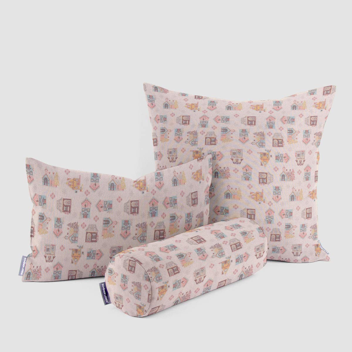 Belle vie. Housse de coussin de Noël Maison Naturel Rose Bleu Rouge Jaune Différentes tailles Housse de coussin Taille : 60 x 80 cm (H x L)