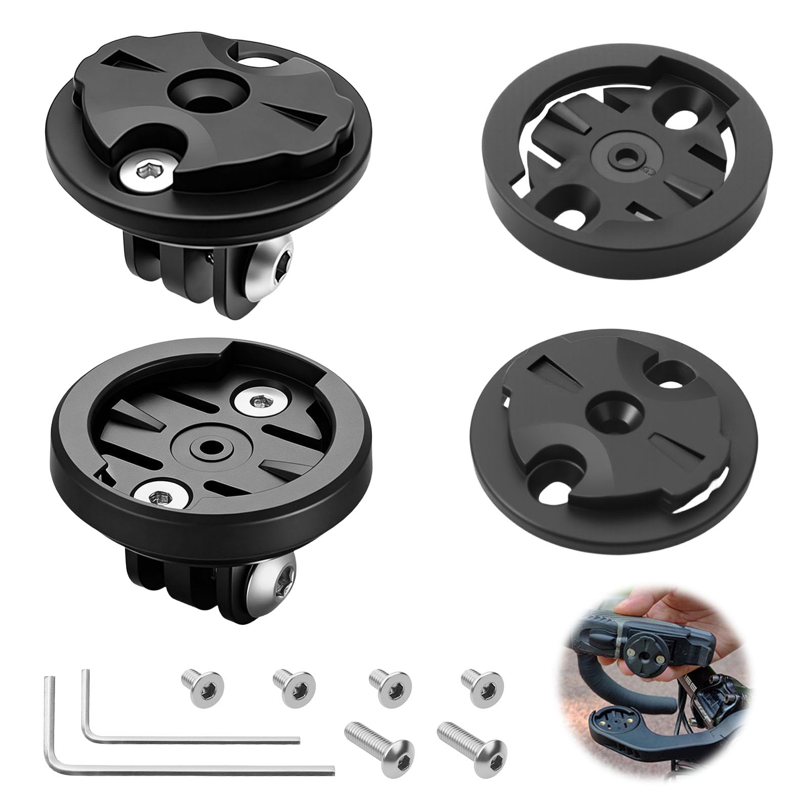 Soporte Garmin Manillar Integrado para Potencia de Bicicleta, Adaptador Universal Combo 22 a 24 mm, Soporte para Ordenador de Bicicleta, Cámara de Acción y Luz