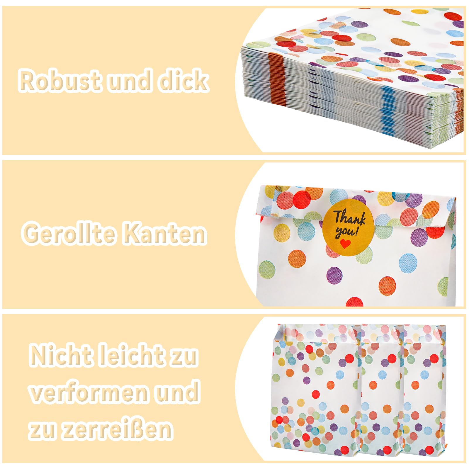 MOSTFUN 60 stuks boterbroodzakjes, snoepzakjes, kleine cadeauzakjes, kleurrijke snoepzakjes met 60 stickers voor kinderverjaardag, bruiloft, feest