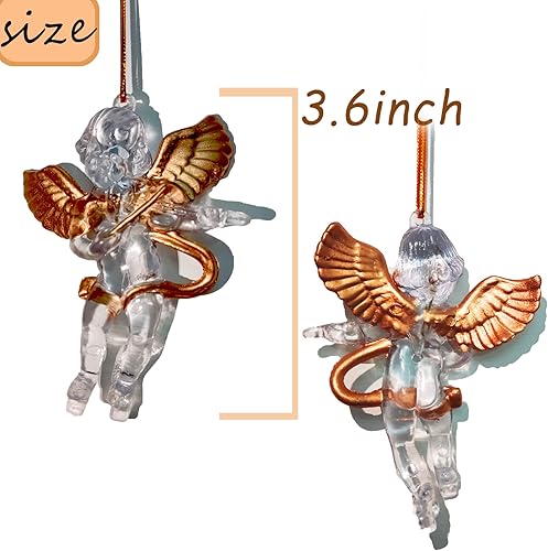 Miniatura 2 de 14 piezas de colgante de ángeles de árbol de Navidad, hermoso mini alas doradas transparentes colgantes de ángeles, adornos de ángeles colgantes,