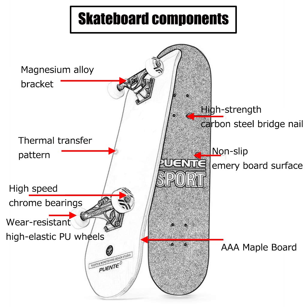 Skateboard Kids Débutant Skateboard à Quatre Roues Complet ABEC9 Portant Pont concave Favoriser Les Cadeaux d'anniversaire pour Les Jeunes Enfants (78,8 x 19,3 x 10 cm)