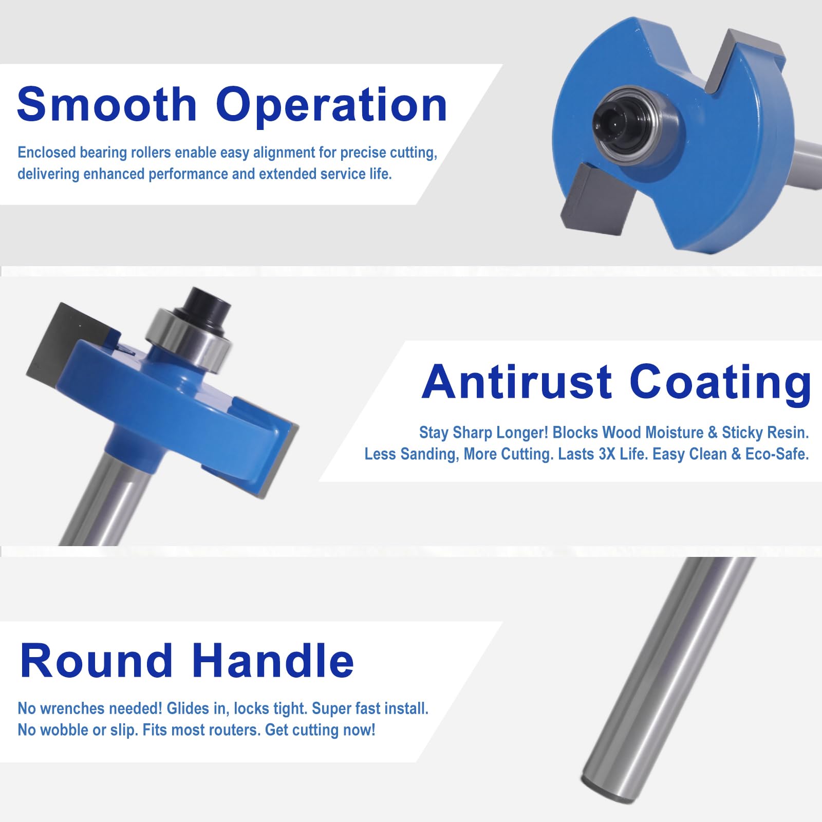 MNA Rabbet Router Bits - 4Pcs 1/4" Shank -5 MNA Rabbet Router Bits - 4Pcs 1/4" Shank -5