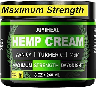 8oz Natural Instant Hemp Cream - Hemp Oil & Arnica, MSM, Turmeric, Menthol, Aloe-Natural Hemp Oil Extract Gel