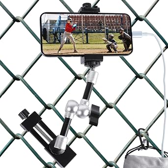 Camera Fence Mount for Live Streaming ، Fence Phone Holder Mounting Kit for Game Changer to Recording Baseball، Softball and Tennis Games ، متوافق مع iPhone GoPro Mevo