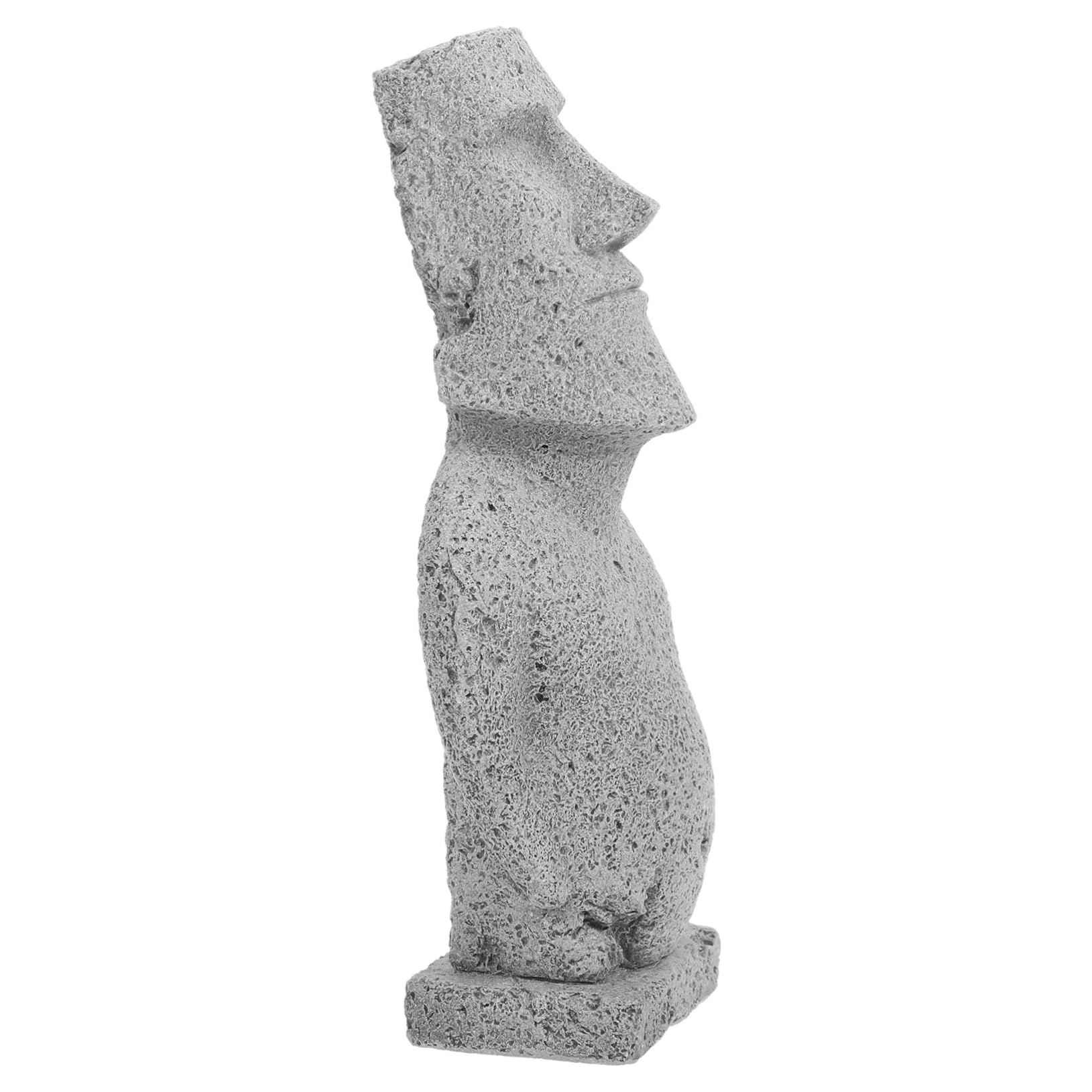 ABOOFAN 3 Pièces Moai Statue Jardin Moai Aquarium Pierre Sculpture Fish Tank Moai Fish Tank Paysage Fish Tank Décoration Fish Tank Ornement Aquarium Décor Aquarium Moai Figure Grès Gris