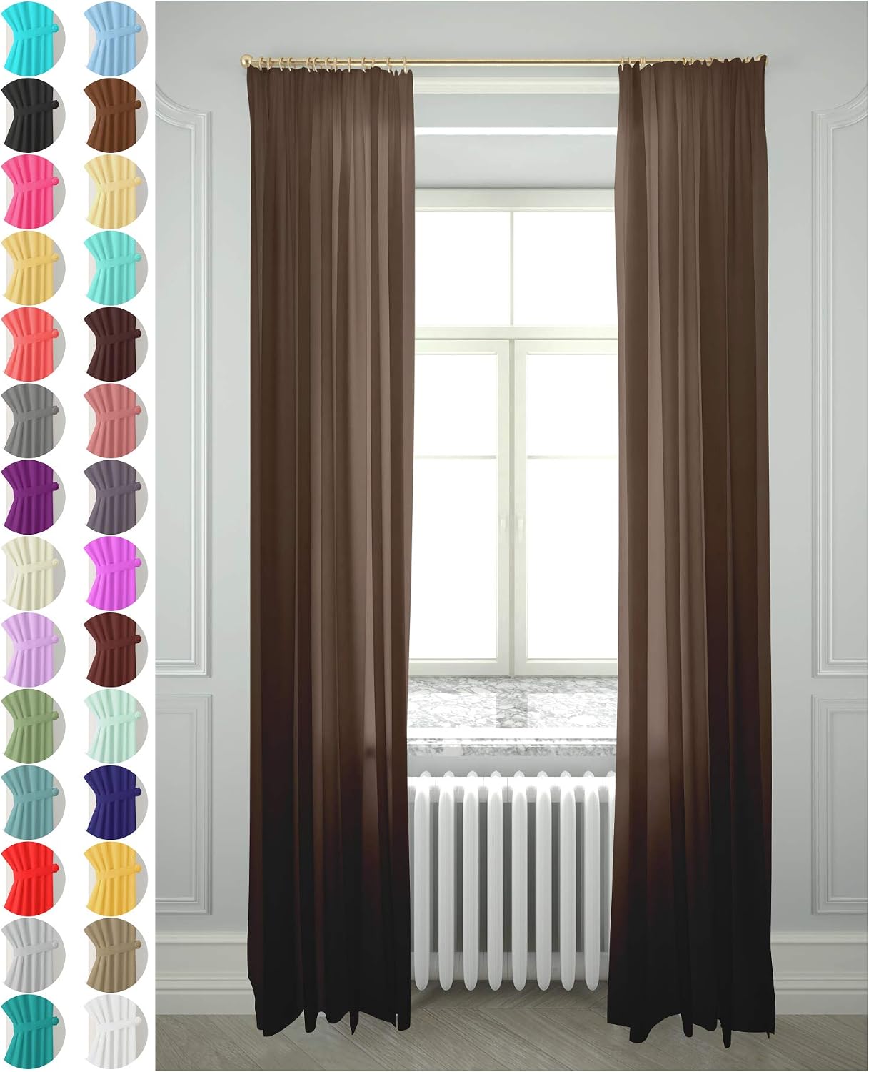 Megachest gathering tape voile curtain(dark brown W 56" x L 48" (2 Panels)