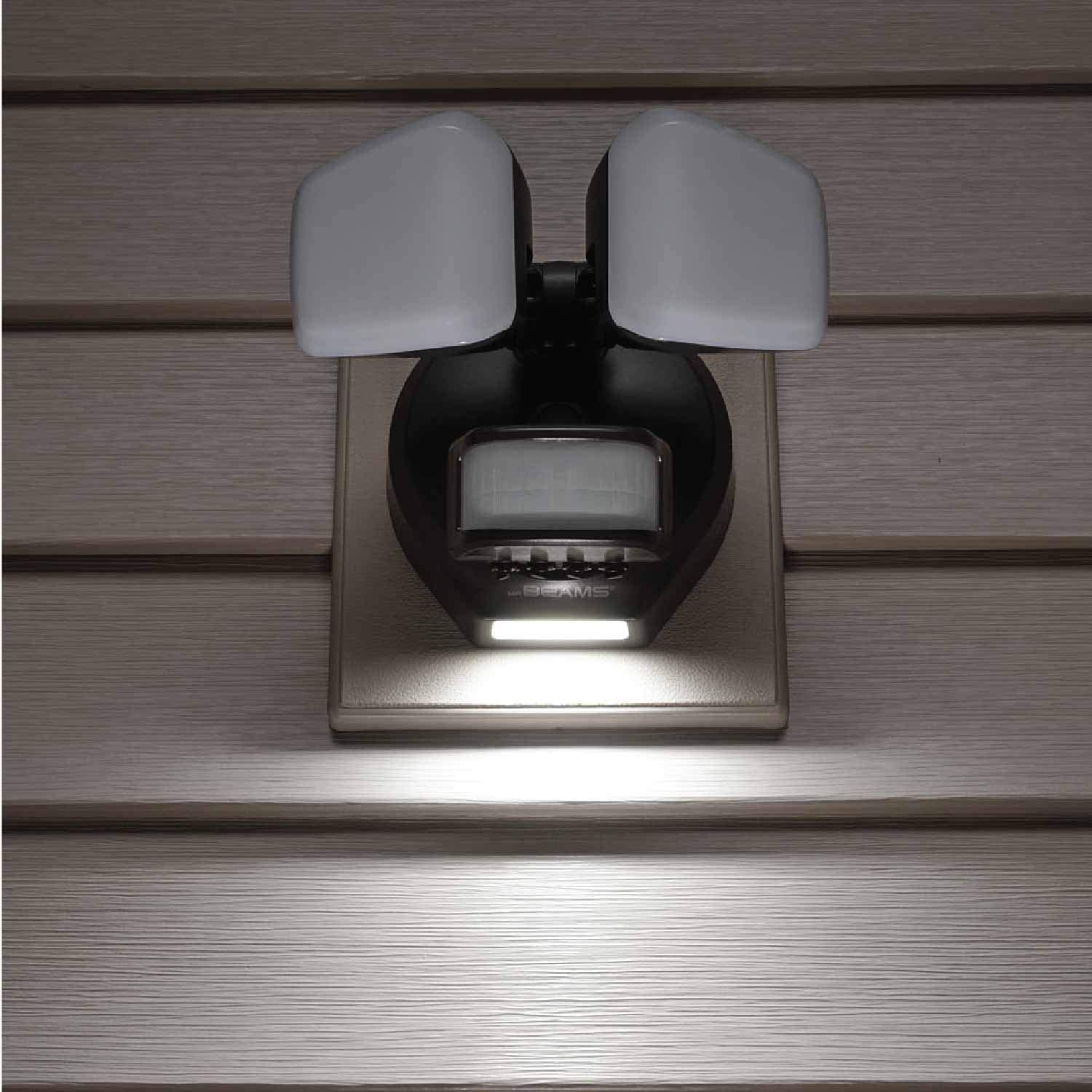 Beams 2900 Lumen 2-Head Outdoor Motion Sensing LED Security Light with Cascading Wall Wash, 1-Pack, Bronze