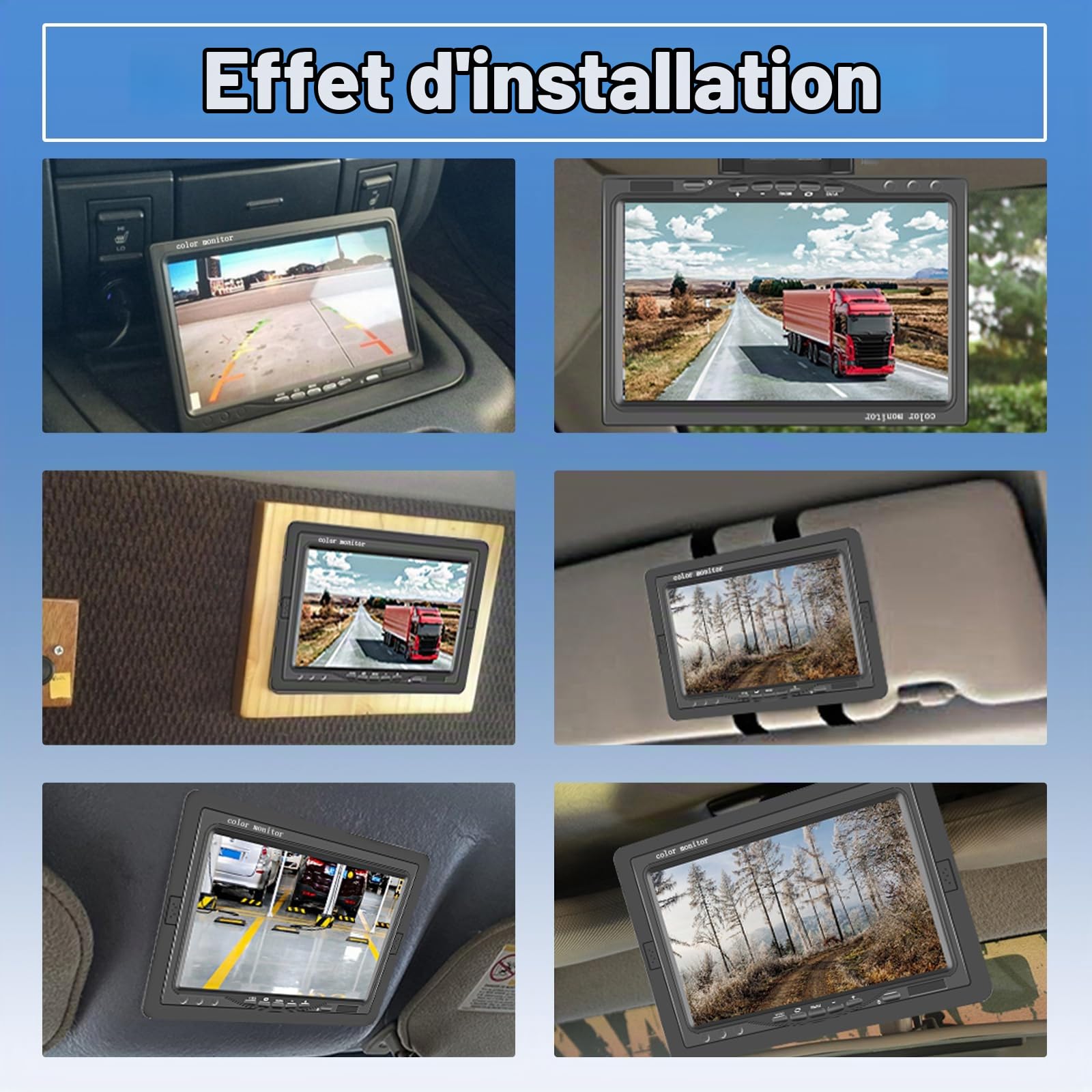 Caméra de Recul 2 Caméras Moniteur IPS 7 Pouces Caméra AHD Étanche, Vision Nocturne Double Caméra Avant Arrière Voiture avec écran, Filaire (9-36 V) Camera de recul pour Camion/Camping Car/Caravane