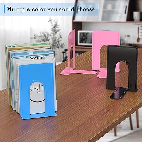Miniatura 7 de Sujetalibros con soporte de sujetalibros de metal resistente, soportes de extremos de libro para decoración de estantes, hogar, oficina, escuela (1