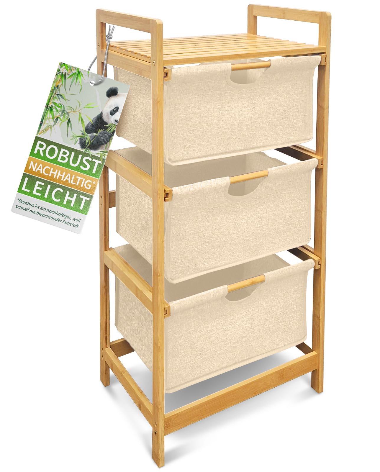 HEIMWERT Wschekorb Regal 3 Fcher Bambus Holz