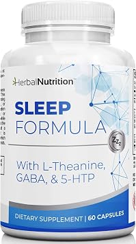 Herbal Nutrition Sleep Support Supplement Sleep Formula is a Multi-Ingredient Sleep Supplement with Melatonin, GABA, L-Theanine, and More, Sleep Like You are on Cloud 9! One 60 Ct Bottle