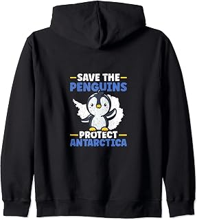 Save The Penguins, Protect Antarctica - Flag Of Antarctica Zip Hoodie