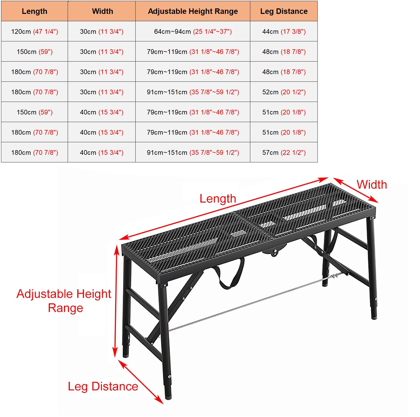 Plataforma de andamio Ajustable con trampilla, Plataforma Plegable de Acero al Carbono, Escalera de Trabajo portátil con asa, andamio Antideslizante de Altura Ajustable para escaleras, conju