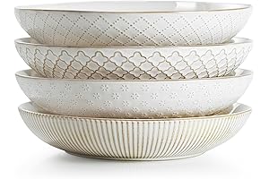 Farmhouse Ceramic Embossed Pasta Bowls