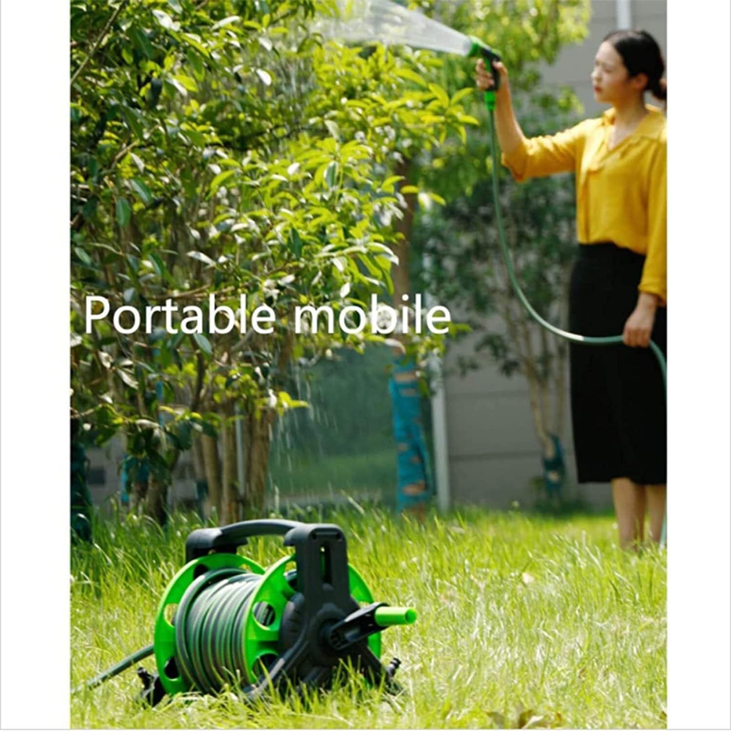Supporto per avvolgitubo da Parete per Tubo dell'Acqua, avvolgitubo Portatile da Parete, Supporto per Tubi da Esterno, Carrello portatubo Durevole con Maniglia Pieghevole.