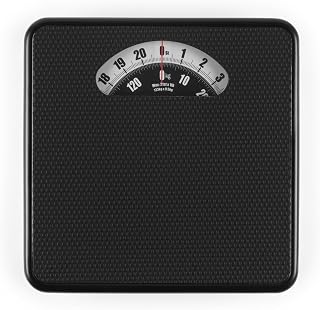 Salter Große Zifferblatt Mechanische Waage – Kompakte Badezimmerwaage mit Analoganzeige, 133kg Kapazität, 0,5 kg Präzision, Keine Batterien Erforderlich, Körperwaage, Schwarz
