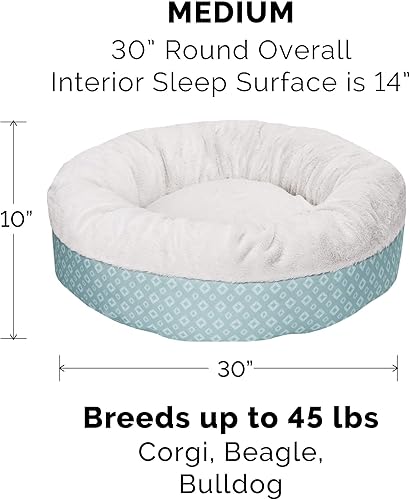 Miniatura 2 de Furhaven Cama redonda con forma de dona de 30 pulgadas para perros medianos y pequeños, recargable con funda extraíble lavable, para perros de hasta