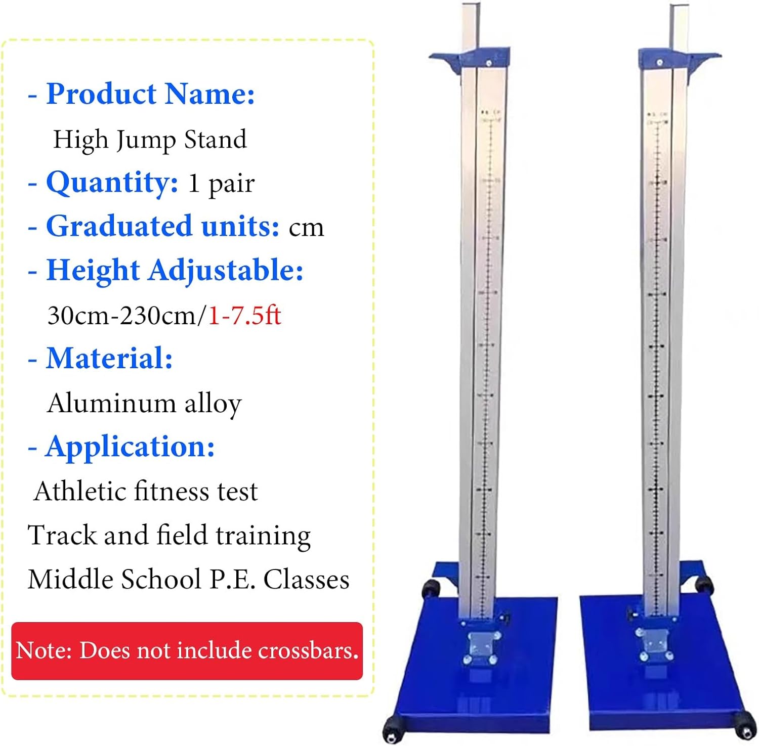 Aluminum Track and Field Competition Jumping Stand, A Pair Jumping Training Posts Height Adjustable, Students/Athlete High Jump Standards Tester