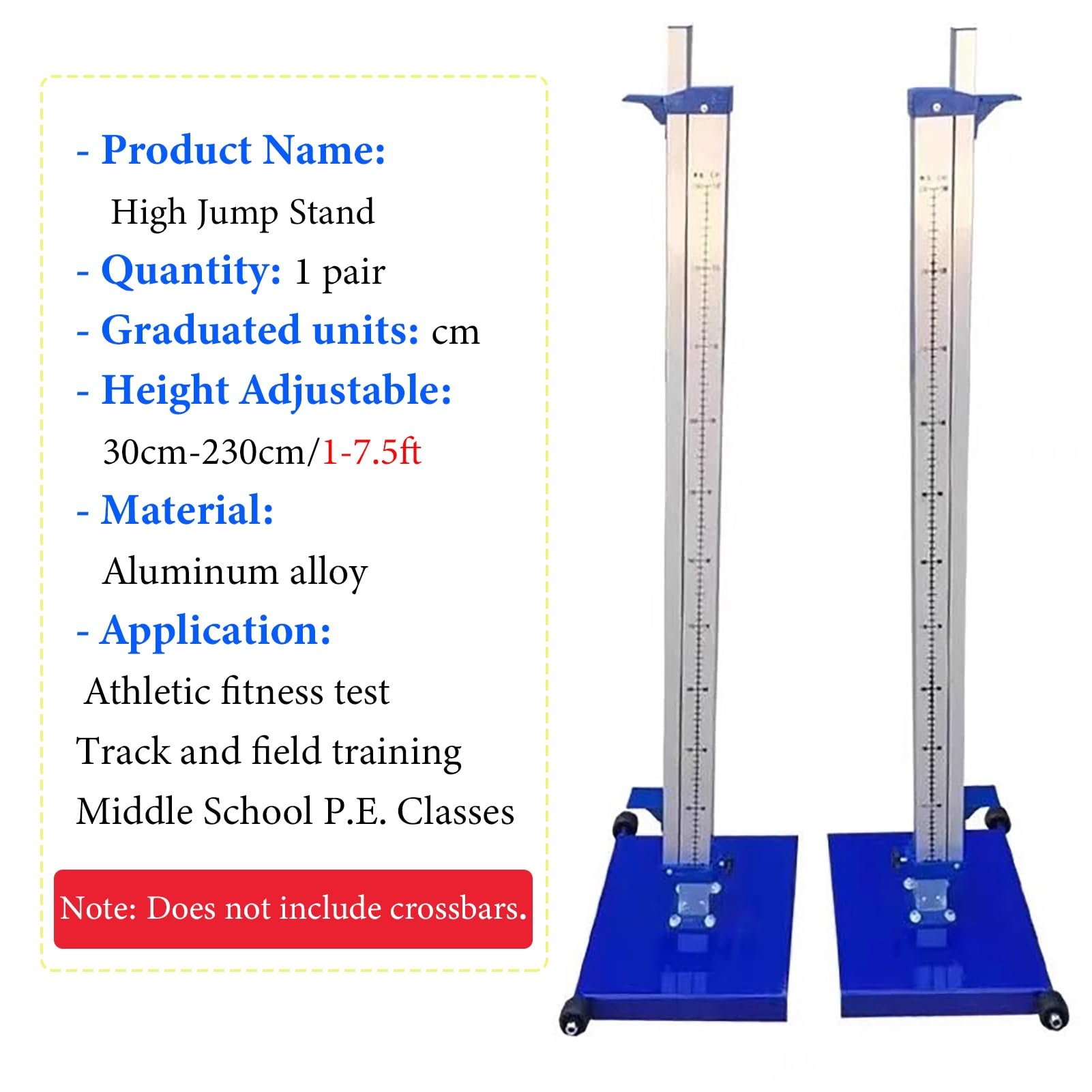 Competition Athletic High Jump Standards, soporte de entrenamiento de salto resistente con base, probador de pista esencial para la escuela secundaria