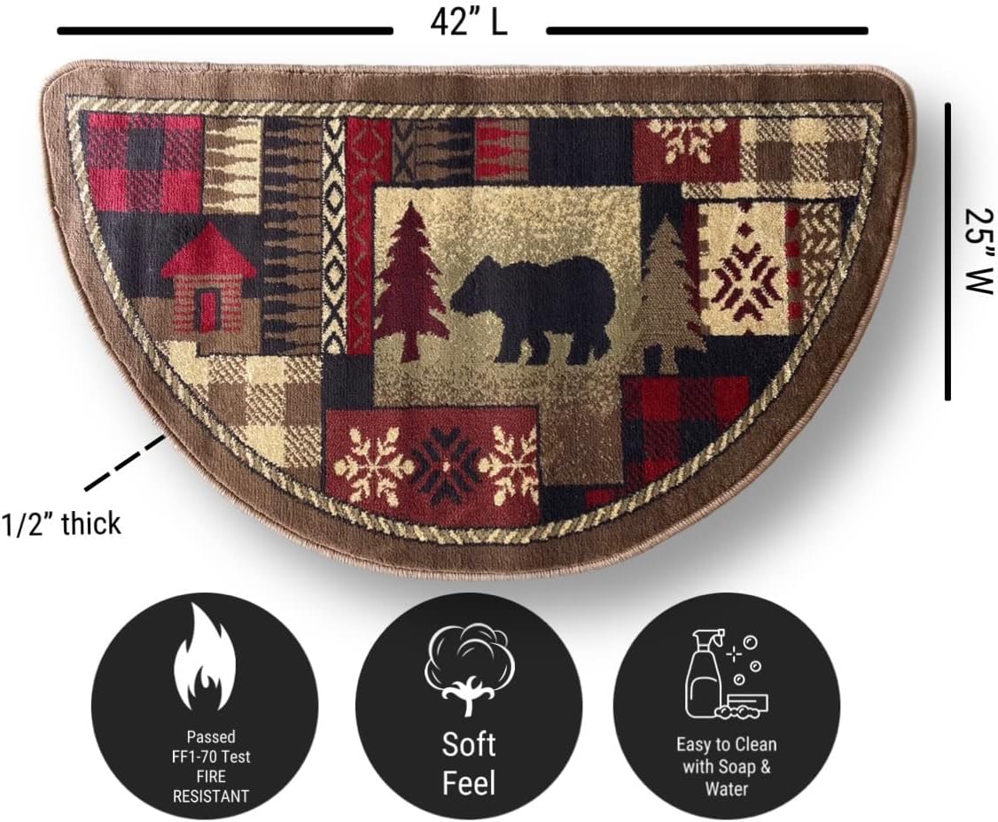 Fireside Goods of The Woods Oriental II Bear Half Round Rug